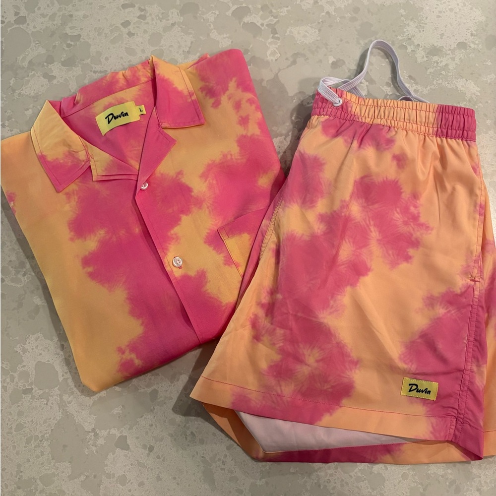 Duvin Cabana Set. Shirt- Large, Trunks- Large. Worn Once, Dry Cleaned Only.